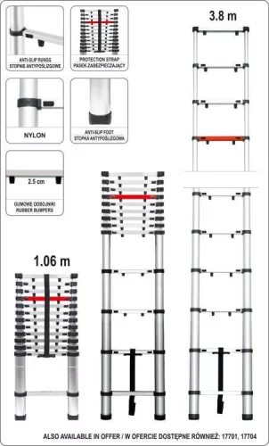 Vorel létra teleszkópos 3,8 m 47x9x106 mm