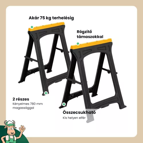 Vorel munkabak 780 mm 2 részes összecsukható