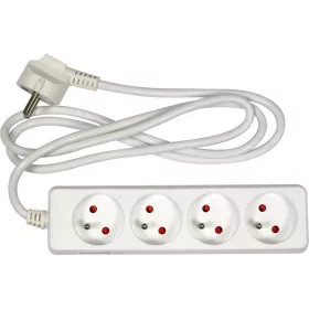 Vorel hosszabbító elosztó négyes, földelt, kapcsoló nélkül 1,5 m fehér