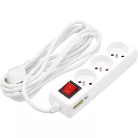 Vorel hosszabbító elosztó hármas, földelt, kapcsolóval 3 m fehér