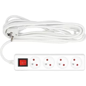 Vorel hosszabbító elosztó négyes, földelt, kapcsolóval 5 m fehér