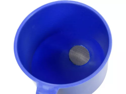 Vorel üzemanyag tölcsér szűrővel, ferde 130 mm kék