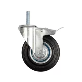 Vorel ipari kerék forgó, fékkel, menetes csapszeggel 75 mm 40 kg fekete
