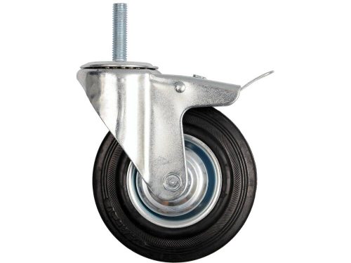 Vorel ipari kerék forgó, fékkel, menetes csapszeggel 75 mm 40 kg fekete