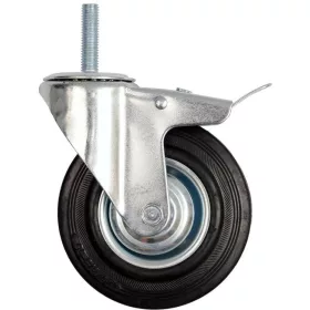 Vorel ipari kerék forgó, fékkel, menetes csapszeggel 200 mm 150 kg fekete