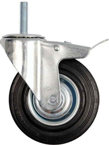 Vorel ipari kerék forgó, fékkel, menetes csapszeggel 200 mm 150 kg fekete