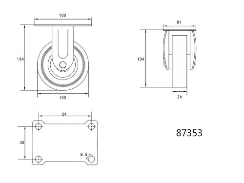 Vorel ipari kerék fix 100 mm 45 kg szürke