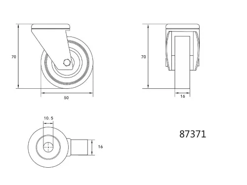 Vorel ipari kerék forgó, csavaros 50 mm 20 kg szürke