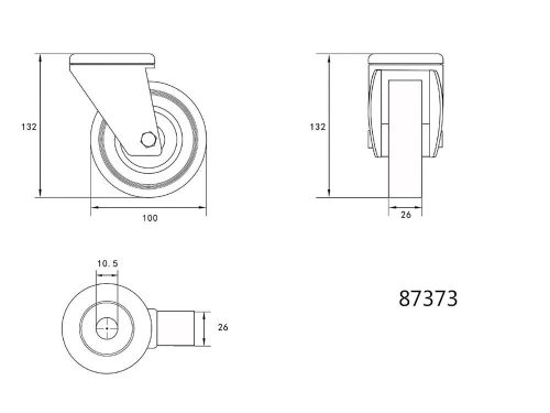 Vorel ipari kerék forgó, csavaros 100 mm 45 kg szürke