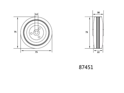 Vorel ipari kerék 75 mm fekete