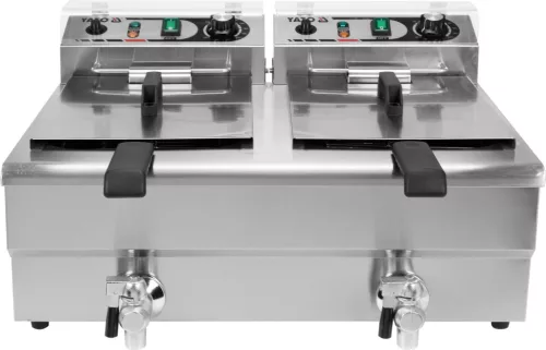 Yato Gastro elektromos olajsütő, csappal, kétrekeszes 2x12l 5000W