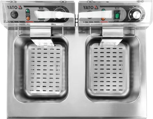 Yato Gastro elektromos olajsütő, csappal, kétrekeszes 2x12l 5000W
