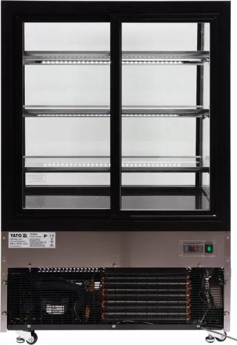Yato Gastro álló hűtővitrin kijelzővel, fekete 400l 90x80x144cm