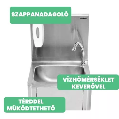 Yato Gastro fali kézmosó térdkapcsolóval inox