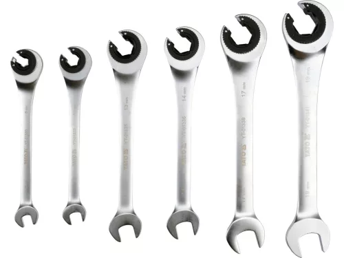 Yato 6 darabos kulcskészlet félnyitott racsnival 8-19 mm