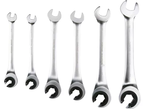 Yato 6 darabos kulcskészlet félnyitott racsnival 8-19 mm