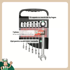 Yato racsnis csillag-villáskulcs készlet 7 részes (10-19 mm)