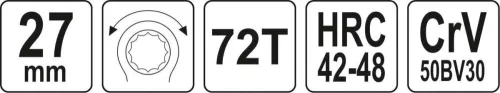 Yato racsnis csillagkulcs hajlított 27 mm / 280 mm