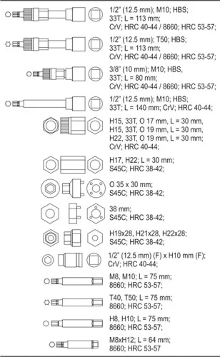 Yato generátor javító készlet 22 részes 1/2" CrV