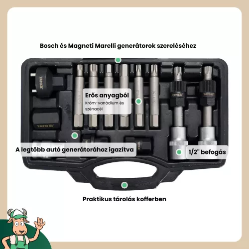 Yato generátor javító készlet 13 részes 1/2" CrV