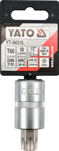 Yato torx 60 Torx bithegy dugófejjel, 1/2 col - CrV