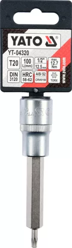 Yato torx 20 bithegy dugófejjel, 1/2 col - CrV - hosszított