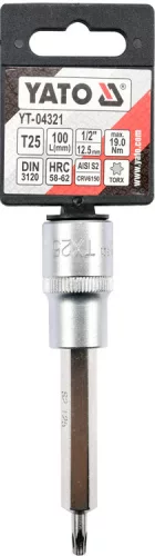 Yato torx 25 bithegy dugófejjel, 1/2 col - CrV - hosszított