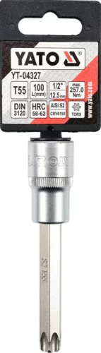 Yato torx 55 bithegy dugófejjel, 1/2 col - CrV - hosszított