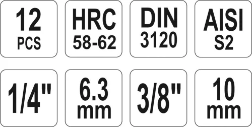 Yato torx bithegy dugófejjel, 37; 48 mm - 1/4; 3/8 col - 12 részes készlet