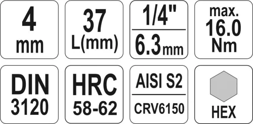 Yato imbusz bithegydugófejjel, 4 mm - 1/4 col - CrV