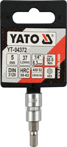 Yato imbusz bithegydugófejjel, 5 mm - 1/4 col - CrV