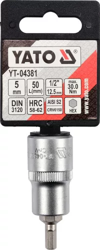 Yato imbusz bithegy dugófejjel, 5 mm - 1/2 col - CrV