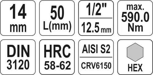 Yato imbusz bithegy dugófejjel, 14 mm - 1/2 col - Crv