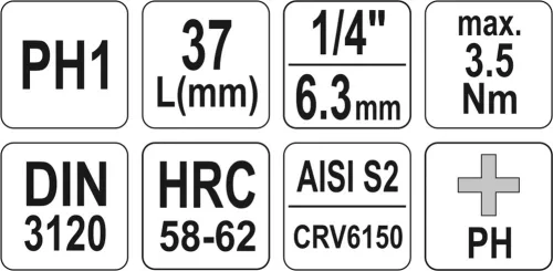 Yato bithegy dugófejjel, 1/4 col - CrV - PH1