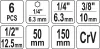 Yato dugókulcs adapter készlet 6 részes 1/4" Hex 1/4", 3/8", 1/2" négyszög CrV