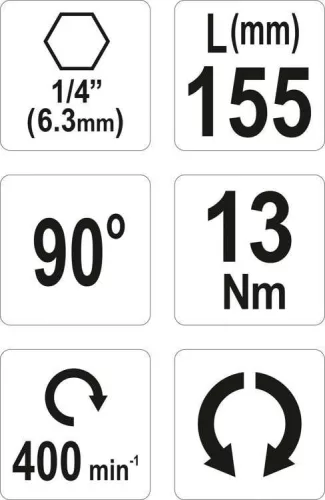 Yato sarokcsavarozó adapter 90° 155 mm