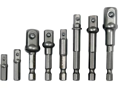 Yato dugókulcs adapter készlet 8 részes 1/4" Hex -> 1/4", 3/8", 1/2" négyszög CrV