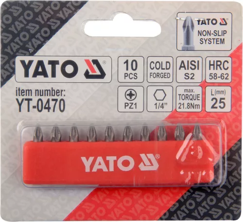 Yato bithegy készlet 10 részes PZ1 x 25 mm