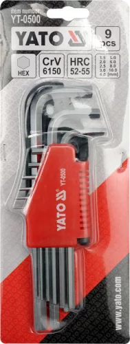 Yato imbuszkulcs készlet 9 részes 1,5-10 mm CrV