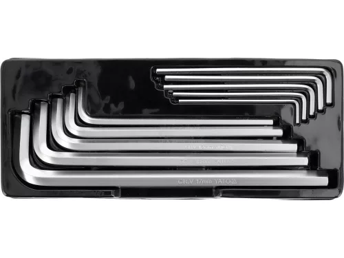 Yato hosszú imbuszkulcs készlet 10 részes 3-17 mm, kazettában CrV