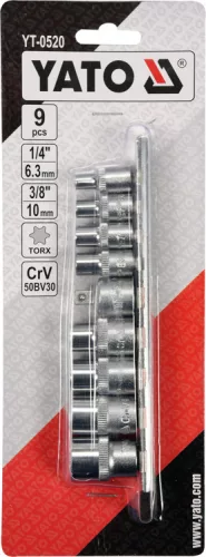 Yato dugókulcs készlet 9 részes külső Torx 1/4", 3/8" CrV