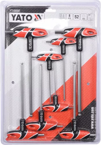 Yato gömbfejű imbusz T-kulcs készlet 8 részes 2,5-10 mm S2
