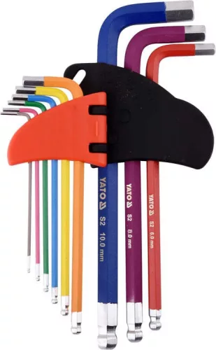 Yato hosszú gömbfejű imbuszkulcs készlet 9 részes 1,5 - 10 mm S2