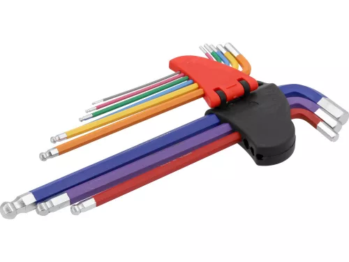 Yato imbuszkulcs készlet, gömb végű, hosszú gyűrűs 1,5-10 mm 9 darabos.