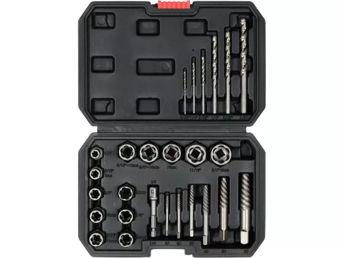 Yato roncsolt-, törtcsavar kiszedő és fúró készlet 26 részes 3/8"
