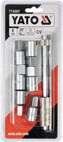 Yato olajleeresztő kulcs készlet 6 részes 3/8", 1/2", 8 mm, 10 mm, 12 mm, 14 mm 3/8" CrV