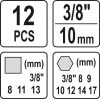 Yato olajleeresztő kulcs készlet 12 részes 8-13 mm, 8-17 mm 3/8"