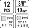 Yato olajleeresztő kulcs készlet 12 részes 8-13 mm, 8-17 mm 3/8"