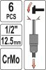 Yato Törtcsavar kiszedő dugókulcs készlet 6 részes 1/2" 17-27 mm CrMo