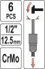 Yato törtcsavar kiszedő dugókulcs készlet 6 részes 1/2" 17-27 mm CrMo